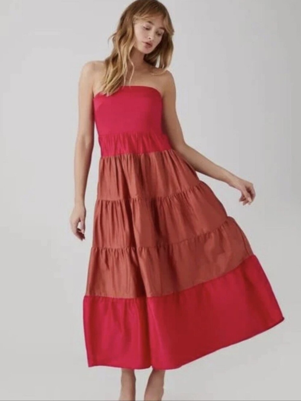 Forever 21 Strapless Tiered Contrast Maxi Dress